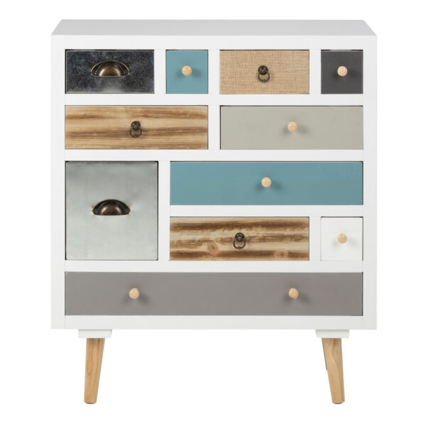 Thais White Shabby Chic Multi Coloured 11 Drawer Chest - Image 2
