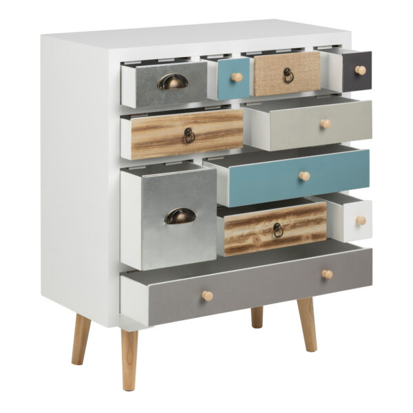 Thais White Shabby Chic Multi Coloured 11 Drawer Chest - Image 4