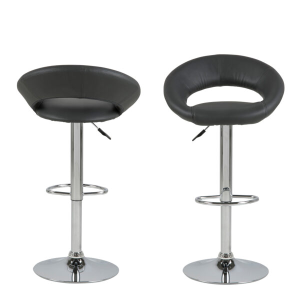 Plump Black Swivel Bar Stool with Open Back - Image 2