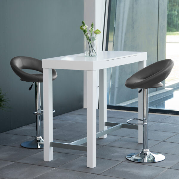 Plump Black Swivel Bar Stool with Open Back - Image 4