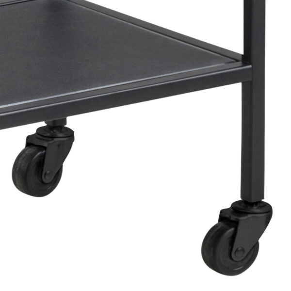 Seaford Black Metal Serving Trolley with Glass Top - Image 7