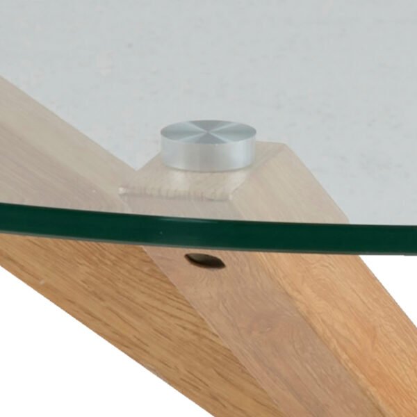 Heaven Round Coffee Table with Smoked Glass Top and Oak Legs - Image 4