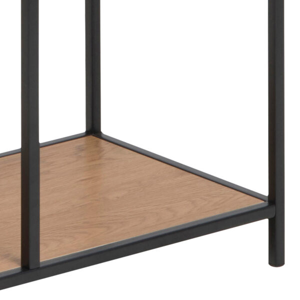 Seaford Tall Black Metal Bookcase with 5 Oak Shelves - Image 10