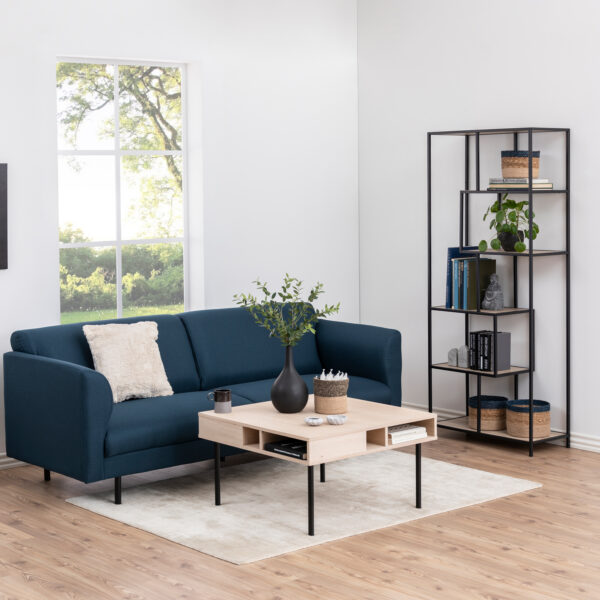 Seaford Tall Black Metal Bookcase with 5 Oak Shelves - Image 4