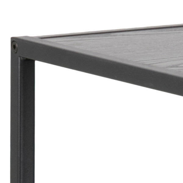 Seaford Wide Black Metal Bookcase with 4 Black Oak Shelves - Image 6