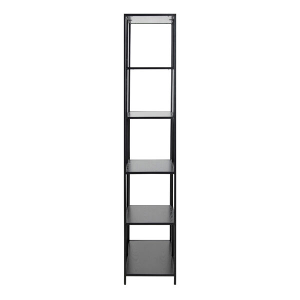 Seaford Tall Black Metal Bookcase with 5 Black Shelves - Image 4