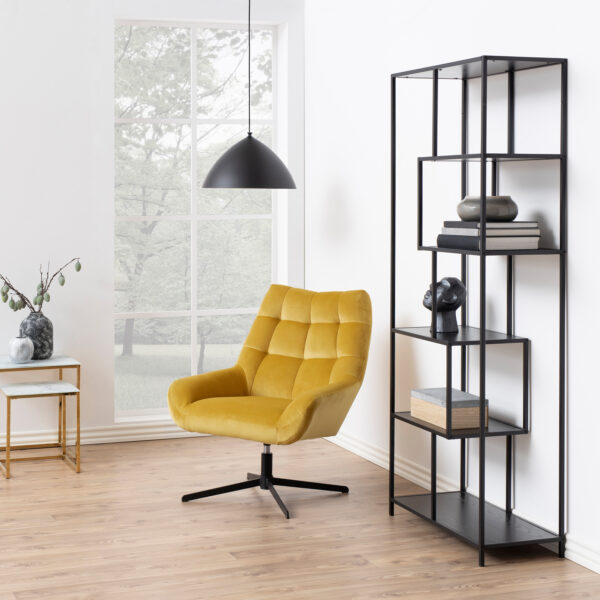 Seaford Tall Black Metal Bookcase with 5 Black Shelves - Image 2