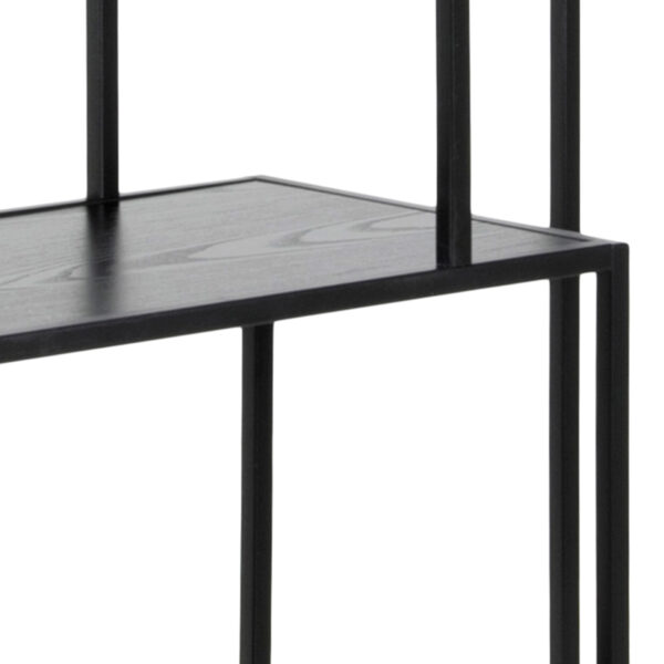Seaford Tall Black Metal Bookcase with 5 Black Shelves - Image 9