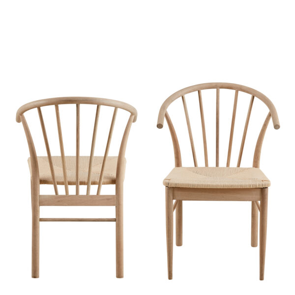 Cassandra Dining Chair with Armrest in White Oak Set of 2 - Image 2