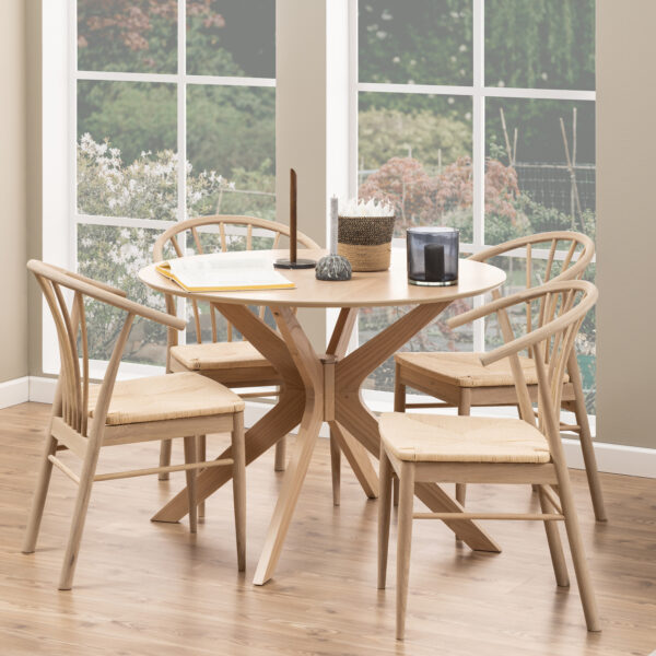 Cassandra Dining Chair with Armrest in White Oak Set of 2 - Image 4