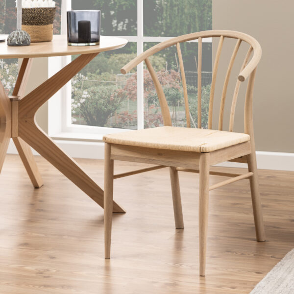 Cassandra Dining Chair with Armrest in White Oak Set of 2 - Image 5