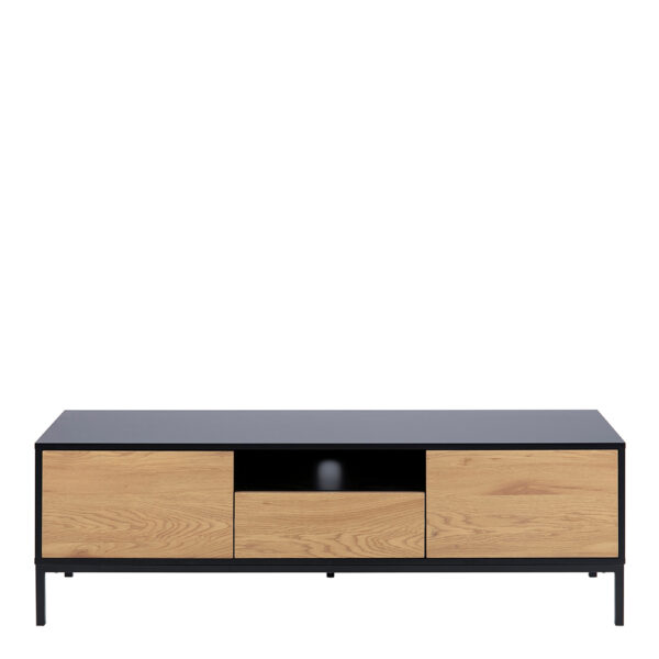 Seaford TV Unit 2 Doors 1 Drawer in Black & Oak - Image 2