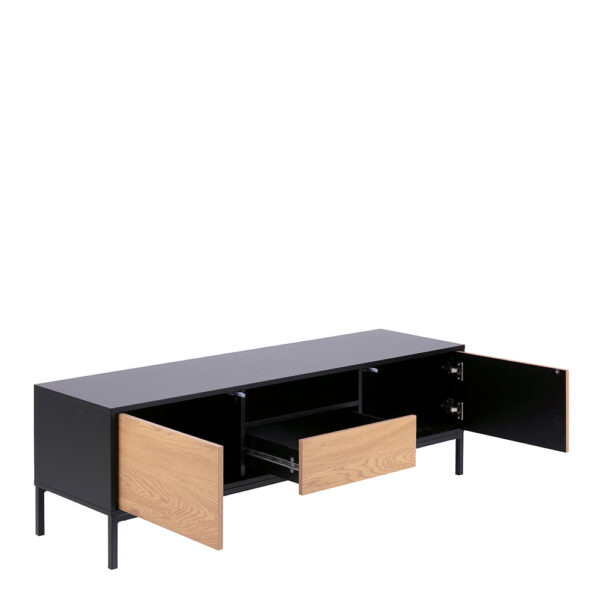 Seaford TV Unit 2 Doors 1 Drawer in Black & Oak - Image 4