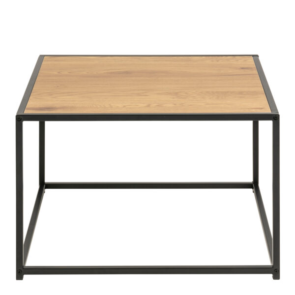 Seaford Black Metal Coffee Table with Oak Top - Image 2