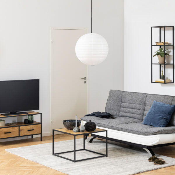 Seaford Black Metal Coffee Table with Oak Top - Image 3