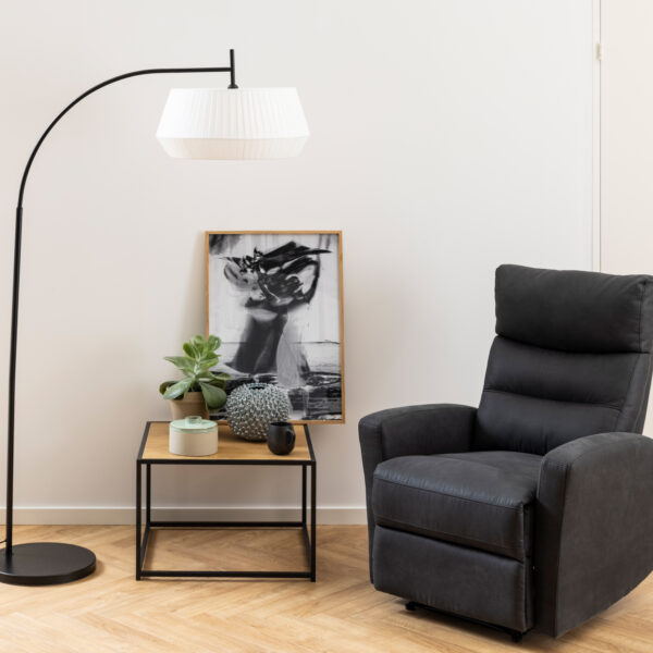 Seaford Black Metal Coffee Table with Oak Top - Image 4