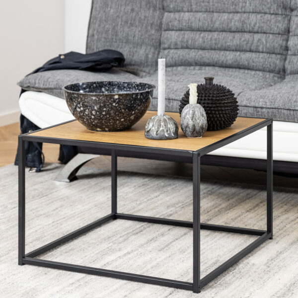 Seaford Black Metal Coffee Table with Oak Top - Image 5