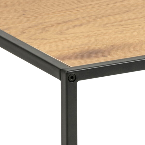 Seaford Black Metal Coffee Table with Oak Top - Image 7