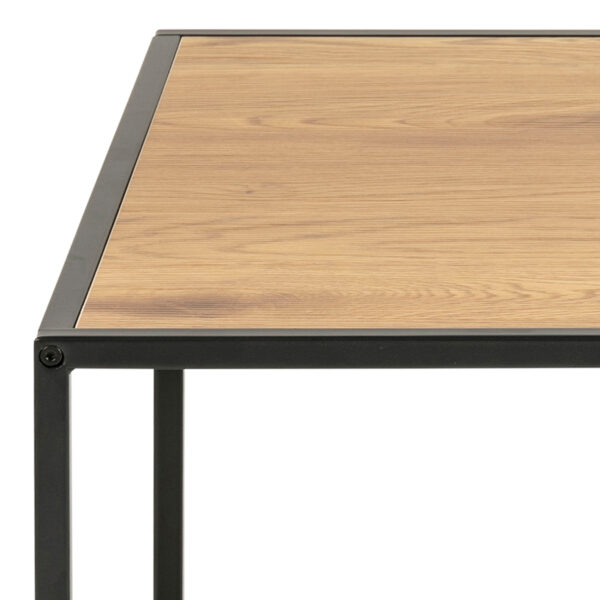Seaford Black Metal Coffee Table with Oak Top - Image 8
