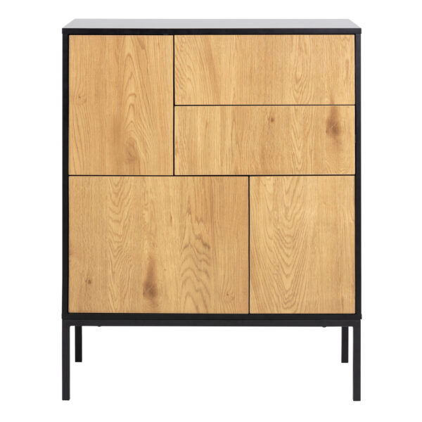 Seaford 3 Door 2 Drawer Sideboard in Black & Oak - Image 2
