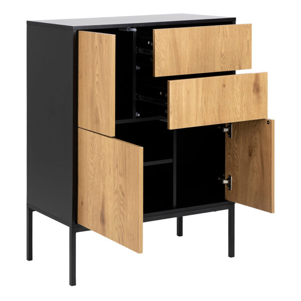 Seaford 3 Door 2 Drawer Sideboard in Black & Oak - Image 4
