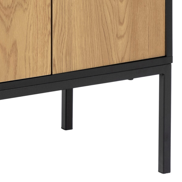 Seaford 3 Door 2 Drawer Sideboard in Black & Oak - Image 9