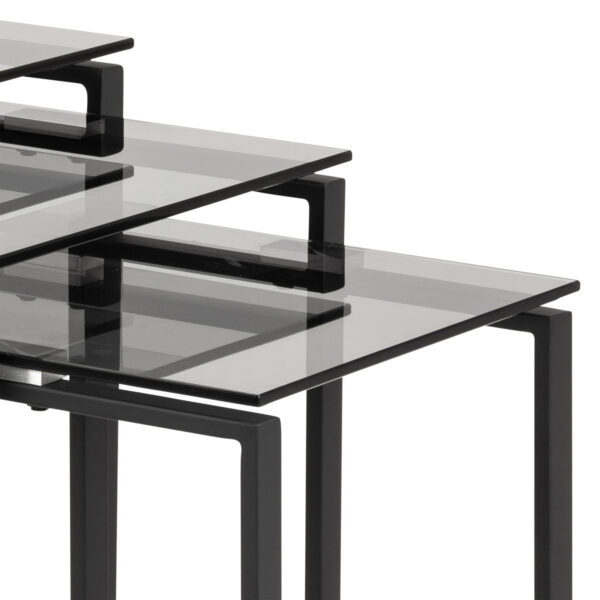 Katrine Nest of Tables with Smoked Glass Top Set of 3 - Image 5