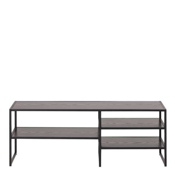 Seaford Black Metal Open TV Unit with 3 Black Shelves - Image 2