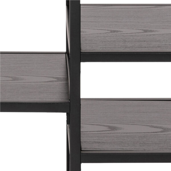 Seaford Black Metal Open TV Unit with 3 Black Shelves - Image 8