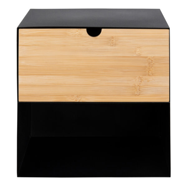 Joliet 1 Drawer Wallmounted Bedside Table in Black & Bamboo - Image 5