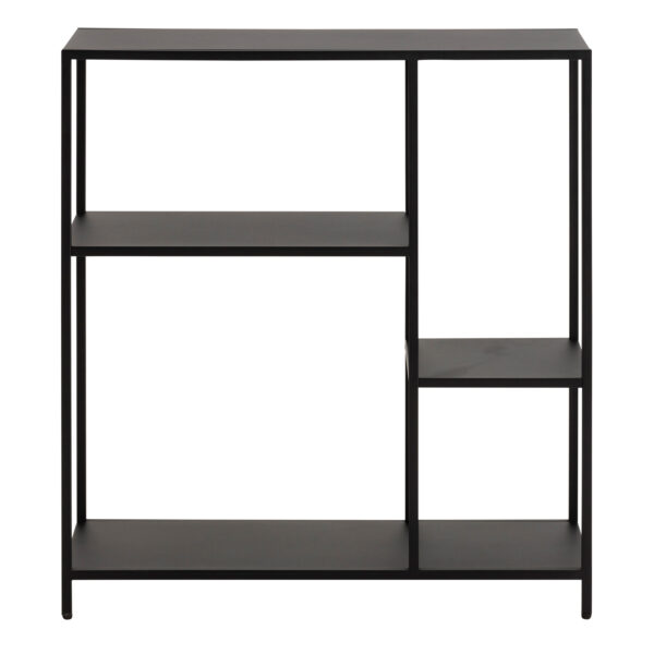 Newcastle Asymmetrical Bookcase with 3 Shelves in Matt Black - Image 2
