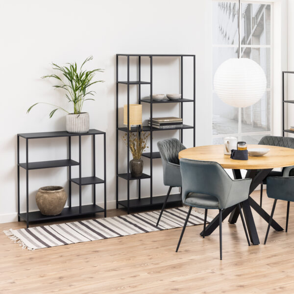 Newcastle Asymmetrical Bookcase with 3 Shelves in Matt Black - Image 4