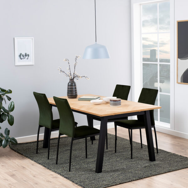 Brighton Dining Table in Oak with Herringbone Effect 180x95cm - Image 4