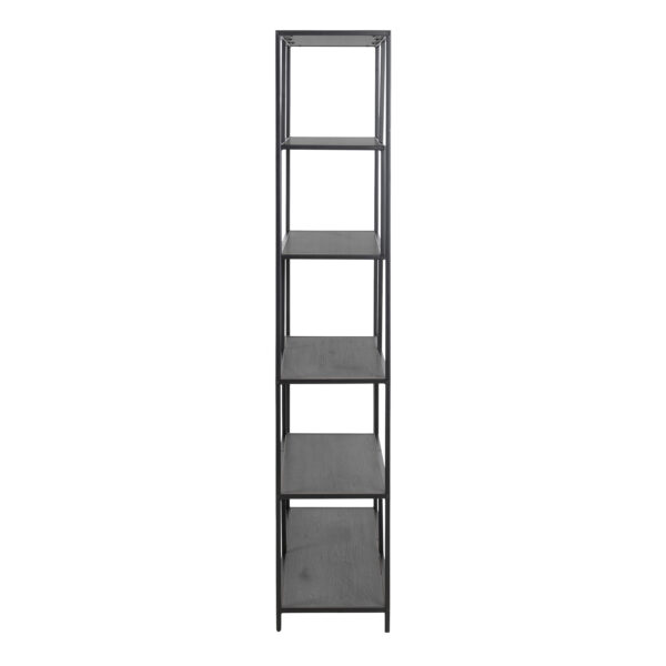 Seaford Black Metal Large Asymmetrical Bookcase with 5 Black Shelves - Image 4