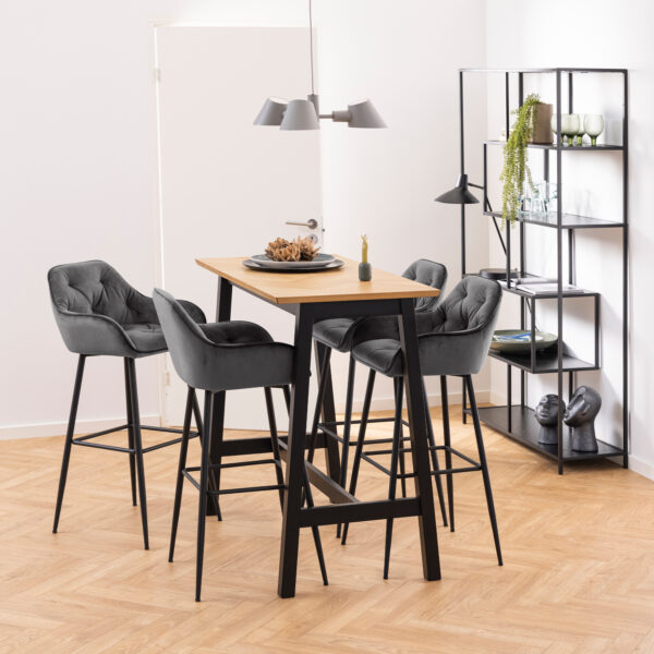 Seaford Black Metal Large Asymmetrical Bookcase with 5 Black Shelves - Image 5