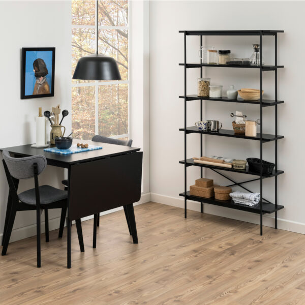 Angus Bookcase with 5 Shelves in Black - Image 5