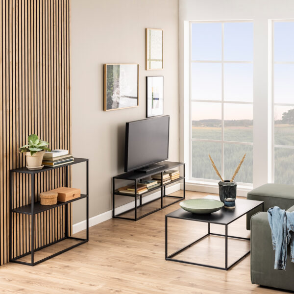 Newcastle Console Table with Open Shelf in Matt Black - Image 5