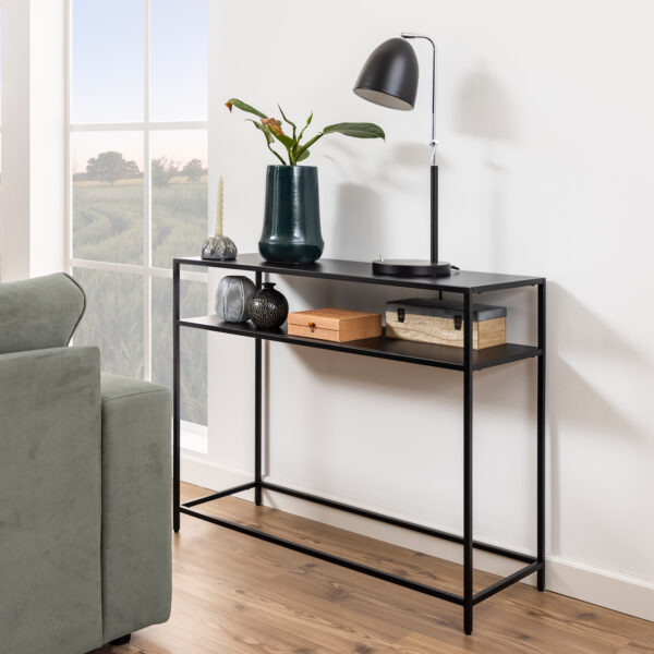 Newcastle Console Table with Open Shelf in Matt Black - Image 6