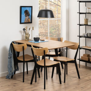 Roxby Extending Dining Table 80-120cm in Oak & Black Included 4 Roxby Dining Chairs in Black and Oak
