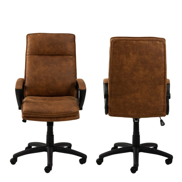 Brad Swivel Office/Desk Chair with Armrest in Brown - Image 2