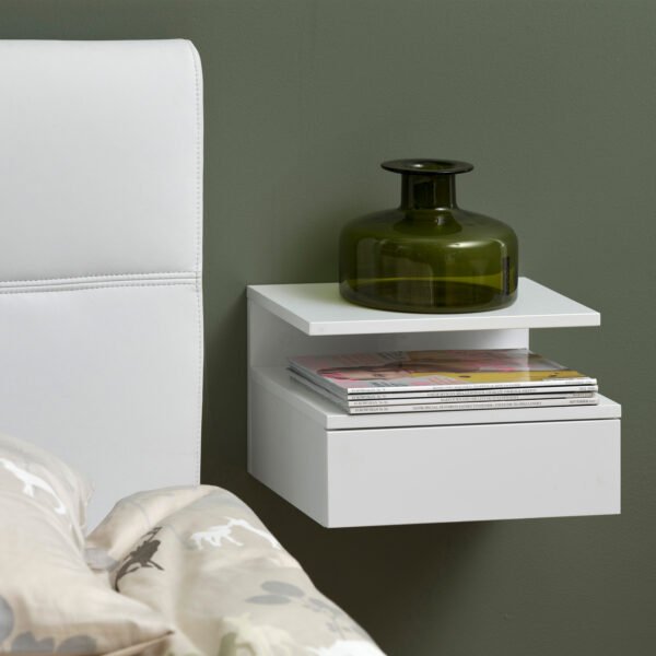 Ashlan Bedside Table with 1 Drawer in White - Image 2