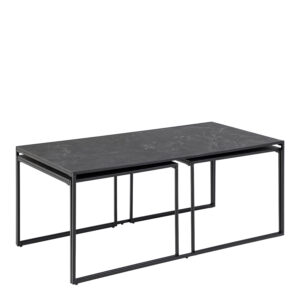 Infinity Square/Coffee Table Setin Matt Black Set of 3