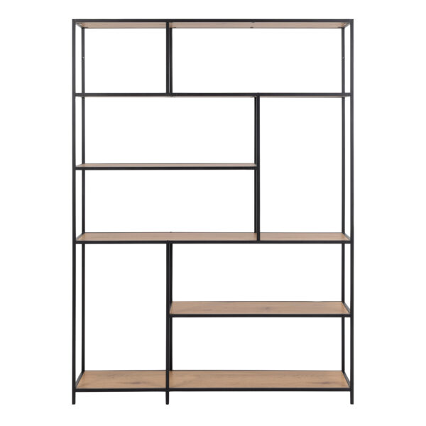 Seaford  Bookcase with 5 Shelves in Black and Oak - Image 2