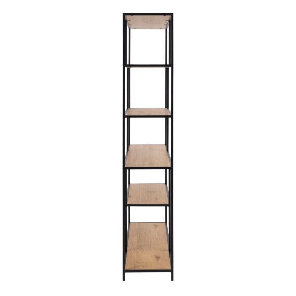 Seaford  Bookcase with 5 Shelves in Black and Oak - Image 3