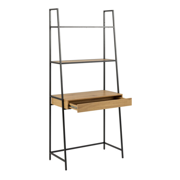 Seaford Bookcase with 1 Drawer in Black and Oak - Image 4