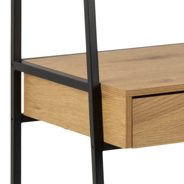 Seaford Bookcase with 1 Drawer in Black and Oak - Image 8