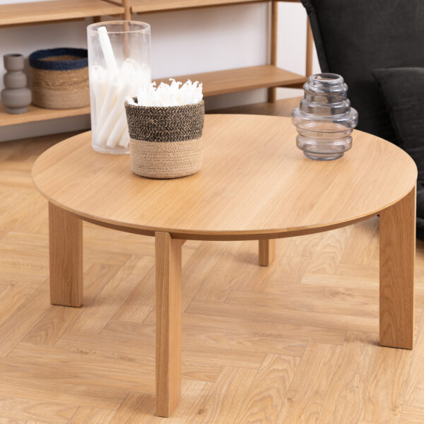 Maxime Round Coffee Table in Matt Oak - Image 7