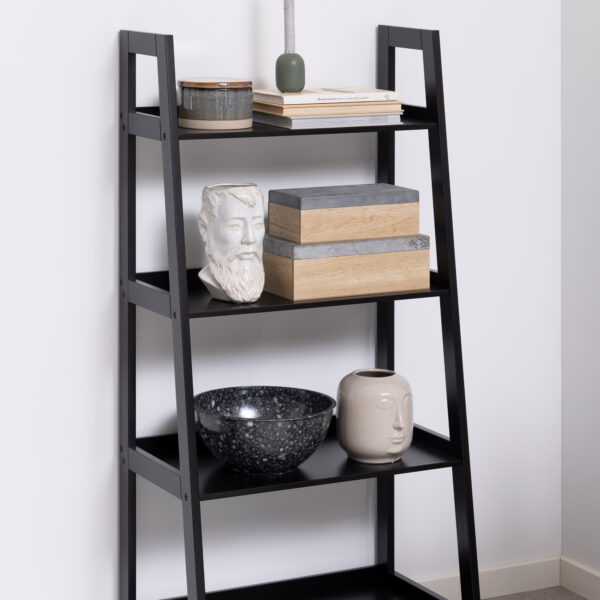 Wally Bookcase with 4 Shelves in Black - Image 5