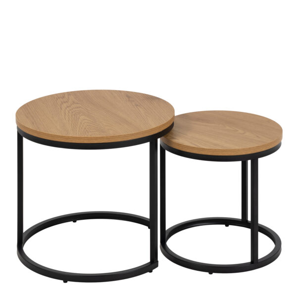 Spiro Round Nest of Tables in Oak - Image 3