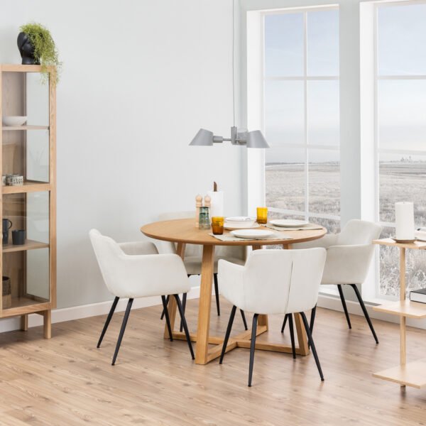 Malika Round Dining Table in Oak - Image 4